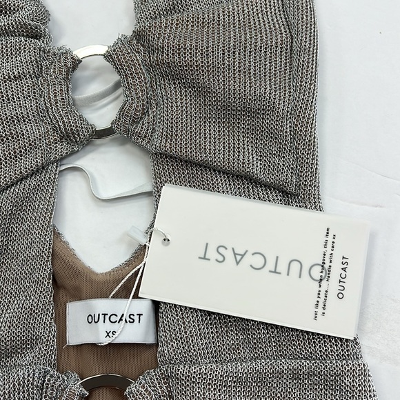 OUTCAST CASSIUS MINI DRESS SILVER NWT XS - Picture 9 of 11